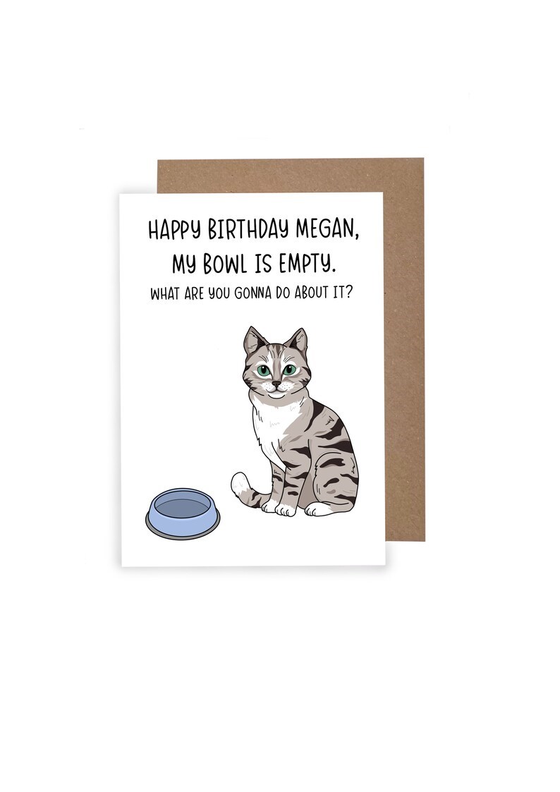 Hungry Cat Birthday Card, Rude Cat Birthday Card, by Made by Maddocks ...