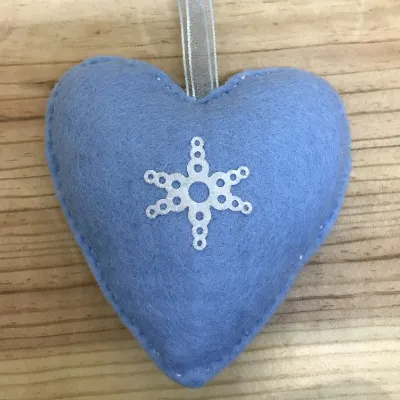 Blue Felt Snowflake Heart (181) 1