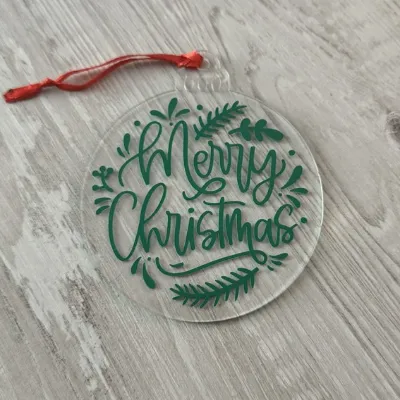 Cursive Merry Christmas Acrylic Bauble 2