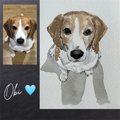 Beagle Watercolour Pet Illustration