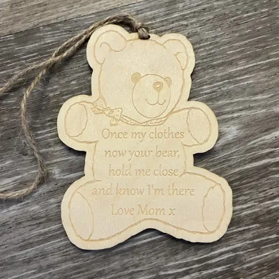 Engraved Wooden Memory Bear Tag 2