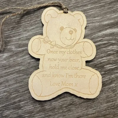 Engraved Wooden Memory Bear Tag 3