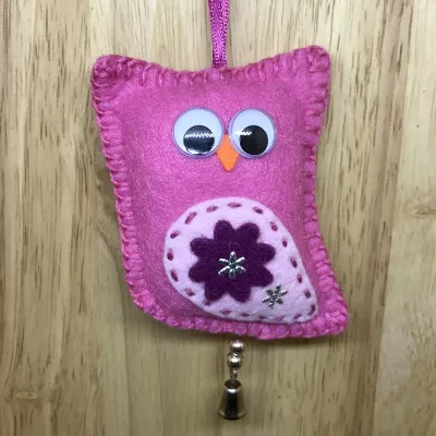 Felt Pink Owl (495) 1