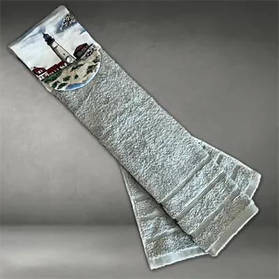 Grey Kitchen Towel, Lighthouse Topper 1