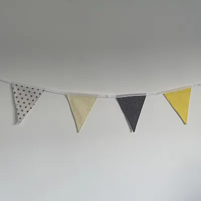 Lemon And Grey Cotton Bunting (019) 1