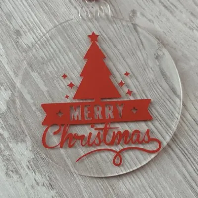 Merry Christmas Tree Banner Bauble 1