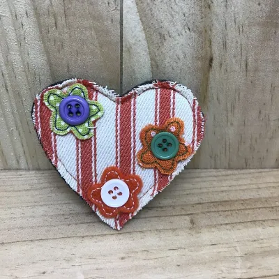 Orange Ticking Flower Brooch (060) 1