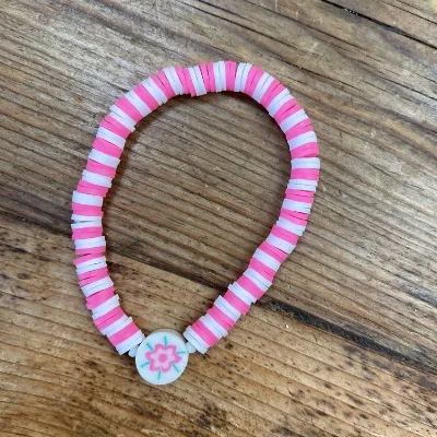 Pink And White Flower Bracelet (528) 1