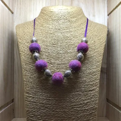 Pink Felt Necklace (277) 1