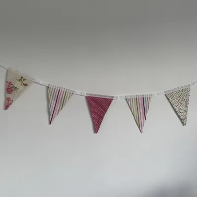 Pink Floral Stripe Bunting (002) 1