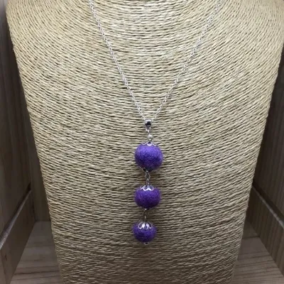 Purple Mix Felt Ball Pendant (533) 1