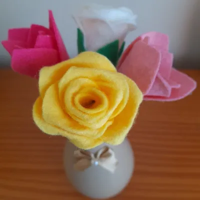 These 4 lovely Hand made felt flowers in 2