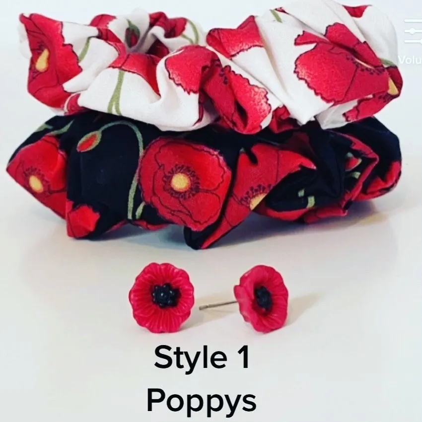 Polymer clay poppy studs and scrunchies by SCMCreations20 - Small Market