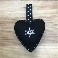 Black Felt Snowflake Heart (185)