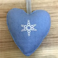 Blue Felt Snowflake Heart (181)