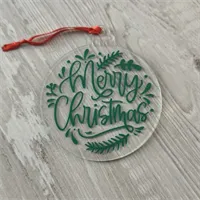 Cursive Merry Christmas Acrylic Bauble 2 gallery shot 2