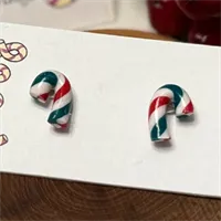 Cute Christmas Candy Cane Stud Earrings 2