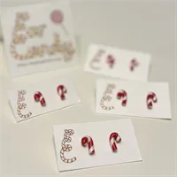 Cute Christmas Candy Cane Stud Earrings 4