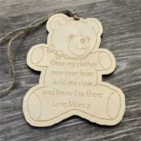 Engraved Wooden Memory Bear Tag