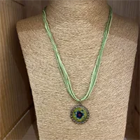 Green Flower Necklace (568)