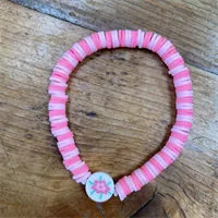 Pink Stripy Flower Bracelet (530)