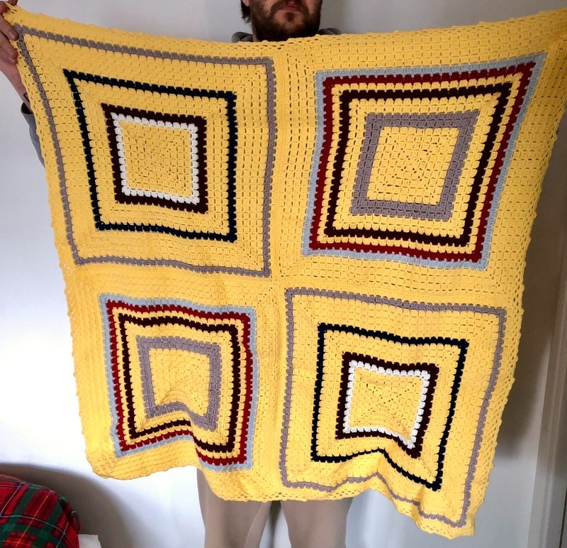 Yellow Blanket by double crochet that - Small Market